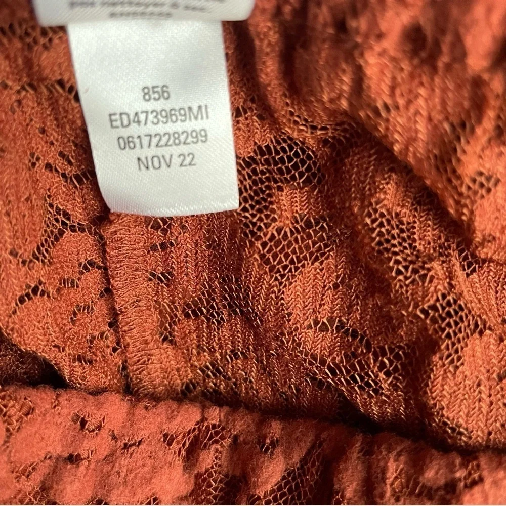 New! Open Edit lace wide leg rust color palazzo pants nwot  30636_10